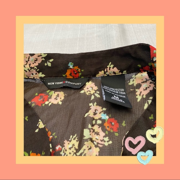 size m black floral ruffle sleeve top ! - Picture 6 of 6